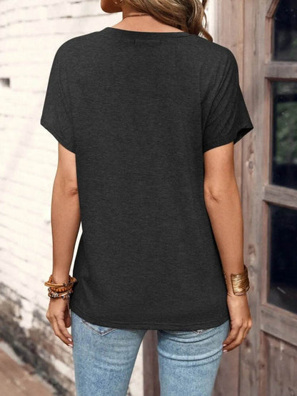 Half Button Short Sleeve Top - IntuitiveEncBoutique