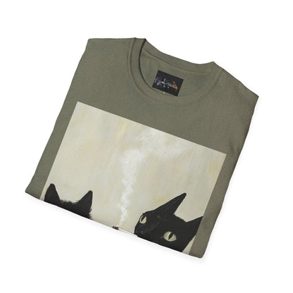 Cool Cat Art Unisex Softstyle T-Shirt, Vintage Cat Illustration, Perfect Gift for Cat Lovers, Casual Streetwear, Unique Pet Tee