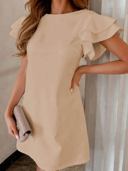 Ruffled Layered Short Sleeve Mini Dress - IntuitiveEncBoutique