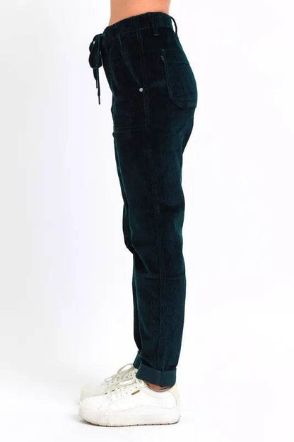 Judy Blue Full Size High Waist Corduroy Cuffed Jogger Plus Size - IntuitiveEncBoutique
