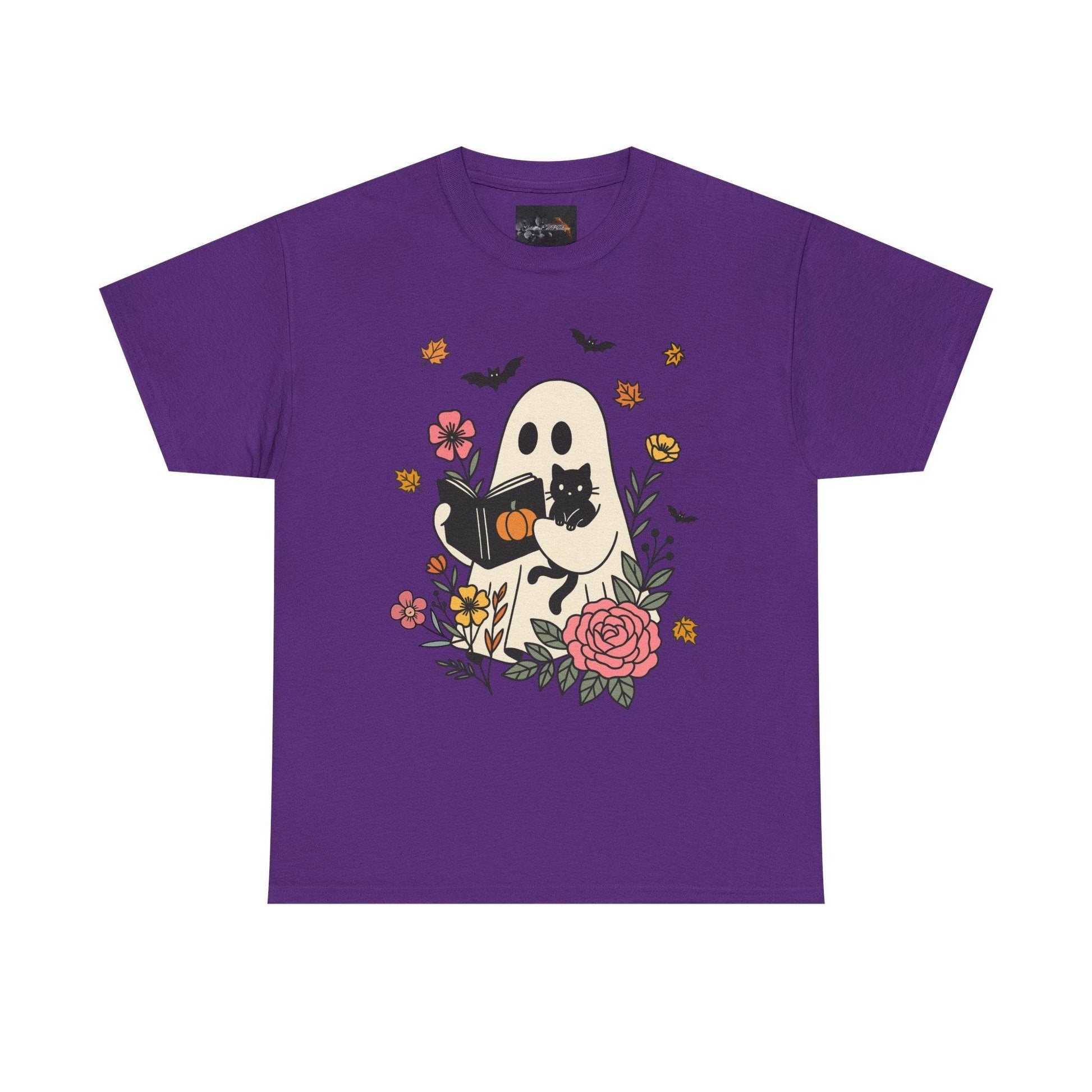 Cute Ghost & Cat Unisex Heavy Cotton Tee - IntuitiveEncBoutique