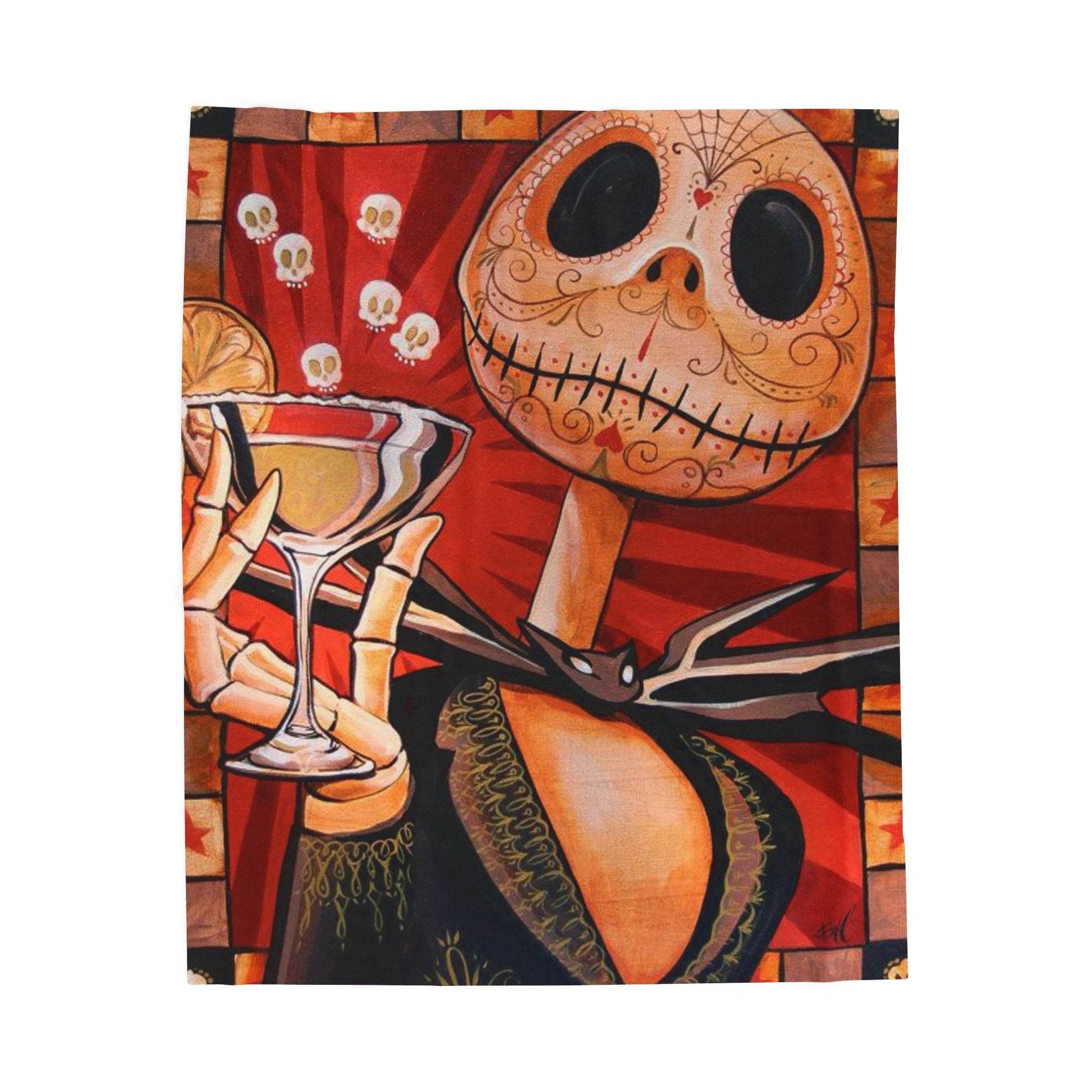 Velveteen Plush Blanket - Cozy Jack Skeleton Design, Halloween Decor, Movie-inspired Gift, Snuggly Throw, Unique Home Accent - IntuitiveEncBoutique