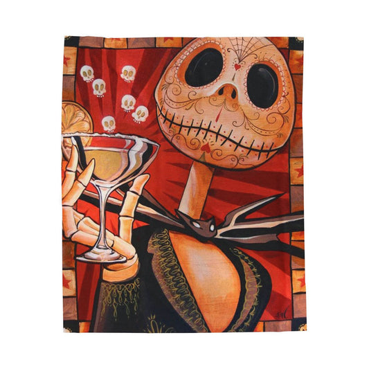 Velveteen Plush Blanket - Cozy Jack Skeleton Design, Halloween Decor, Movie-inspired Gift, Snuggly Throw, Unique Home Accent - IntuitiveEncBoutique