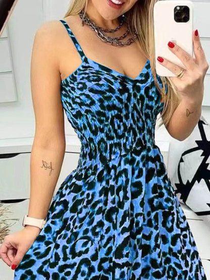 Full Size Leopard Print Spaghetti Strap Maxi Dress Plus Size - IntuitiveEncBoutique