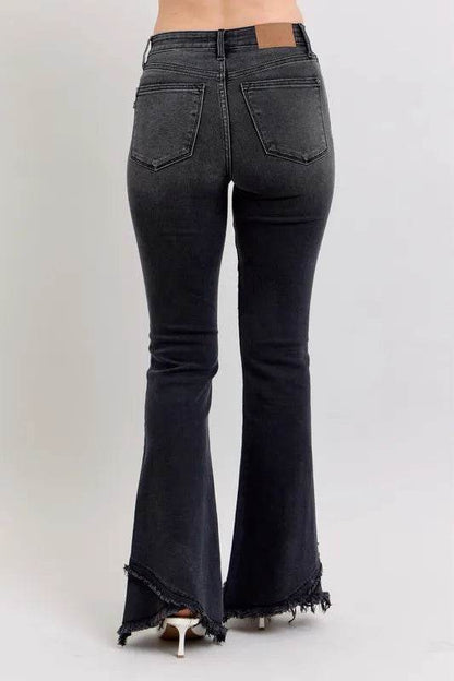 Judy Blue Full Size High Waist Flare W/ Mock Fray Tulip Hem Plus Size - IntuitiveEncBoutique