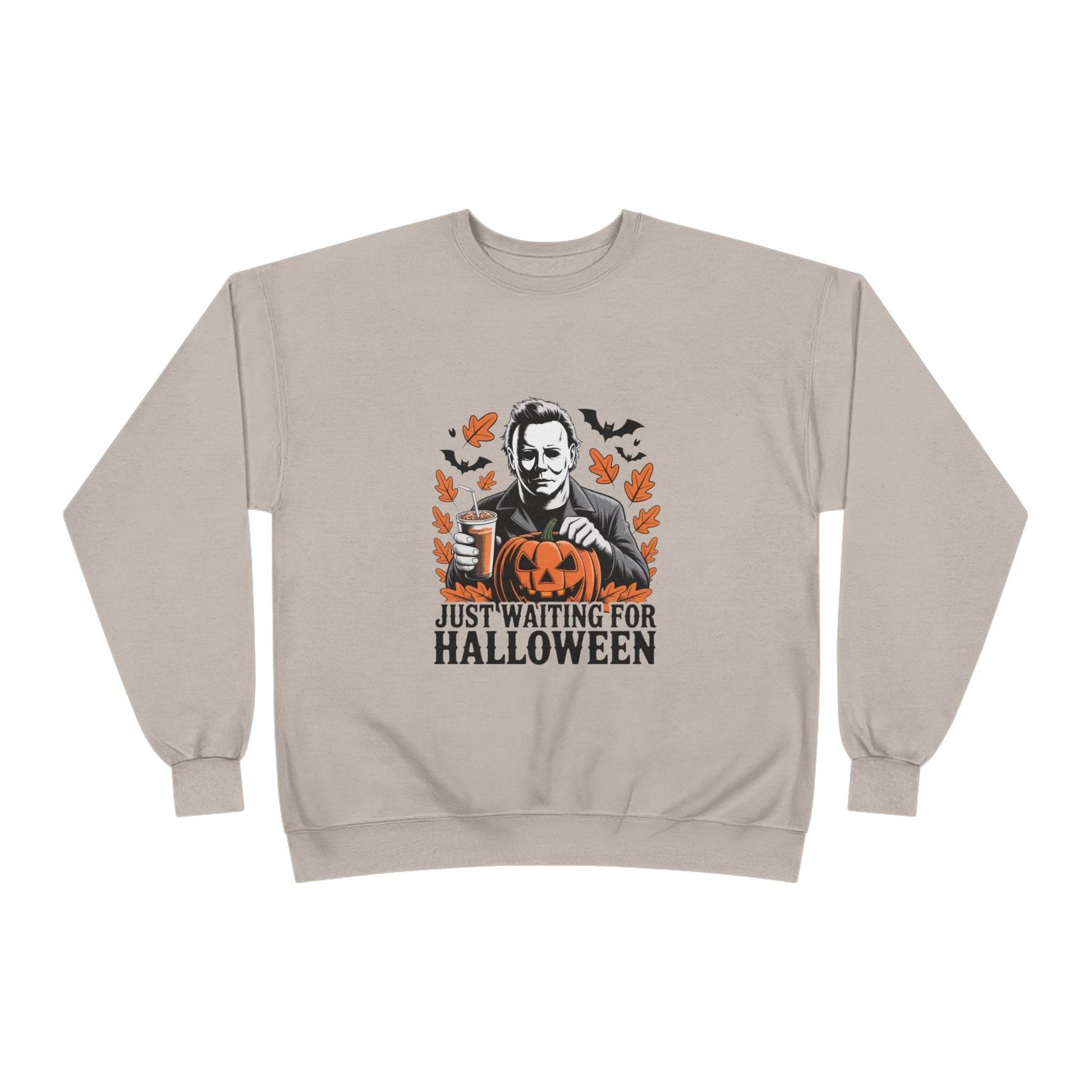 Halloween Sweatshirt - Just Waiting for Halloween | Unisex Crewneck Pullover, Fall Fashion, Halloween Gift, Cozy Sweater, Eco-Friendly Wear - IntuitiveEncBoutique