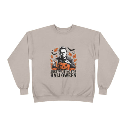 Halloween Sweatshirt - Just Waiting for Halloween | Unisex Crewneck Pullover, Fall Fashion, Halloween Gift, Cozy Sweater, Eco-Friendly Wear - IntuitiveEncBoutique
