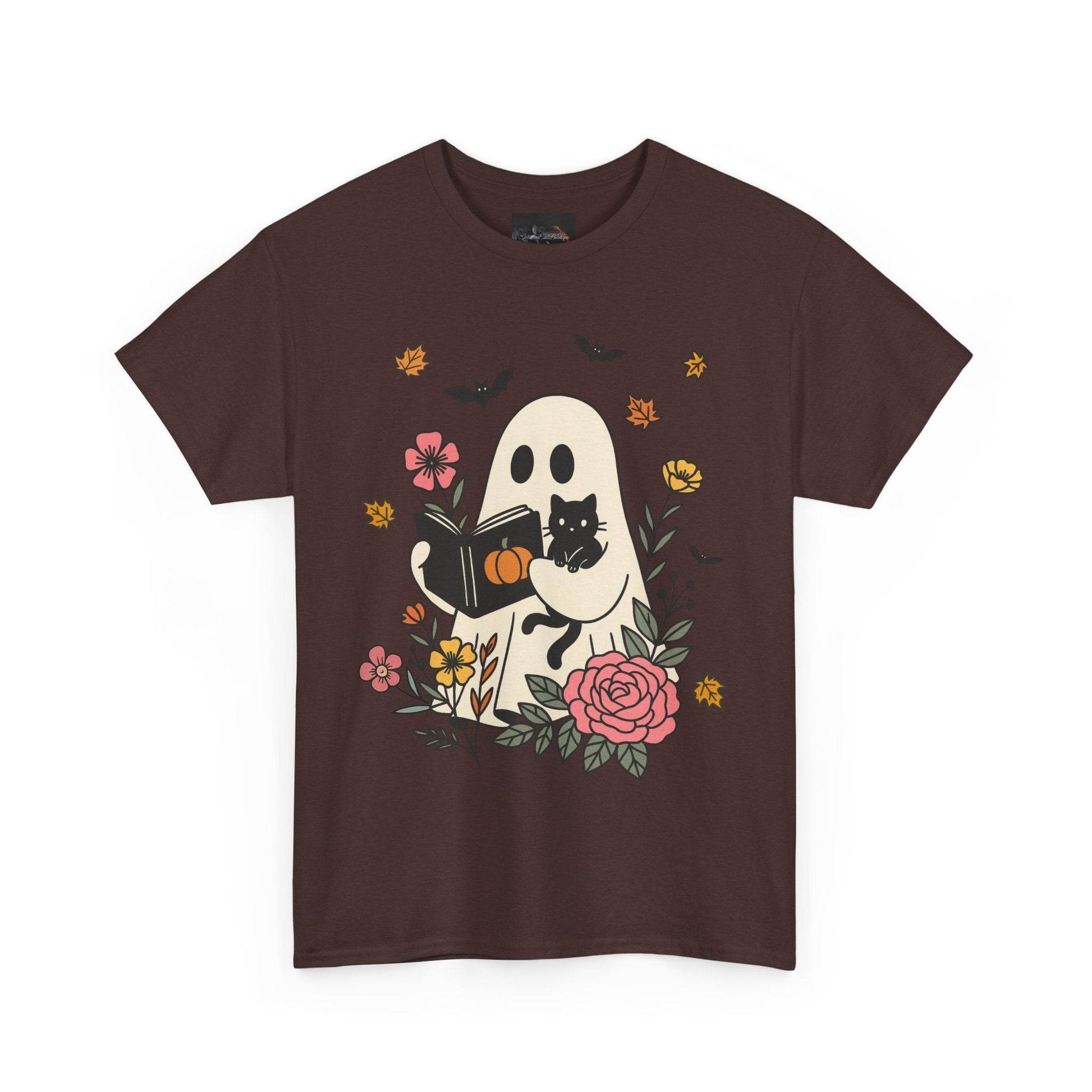 Cute Ghost & Cat Unisex Heavy Cotton Tee - IntuitiveEncBoutique