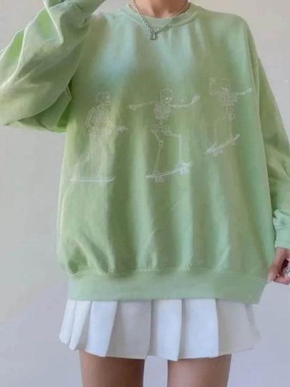 Skeleton Graphic Oversized Sweatshirt - IntuitiveEncBoutique