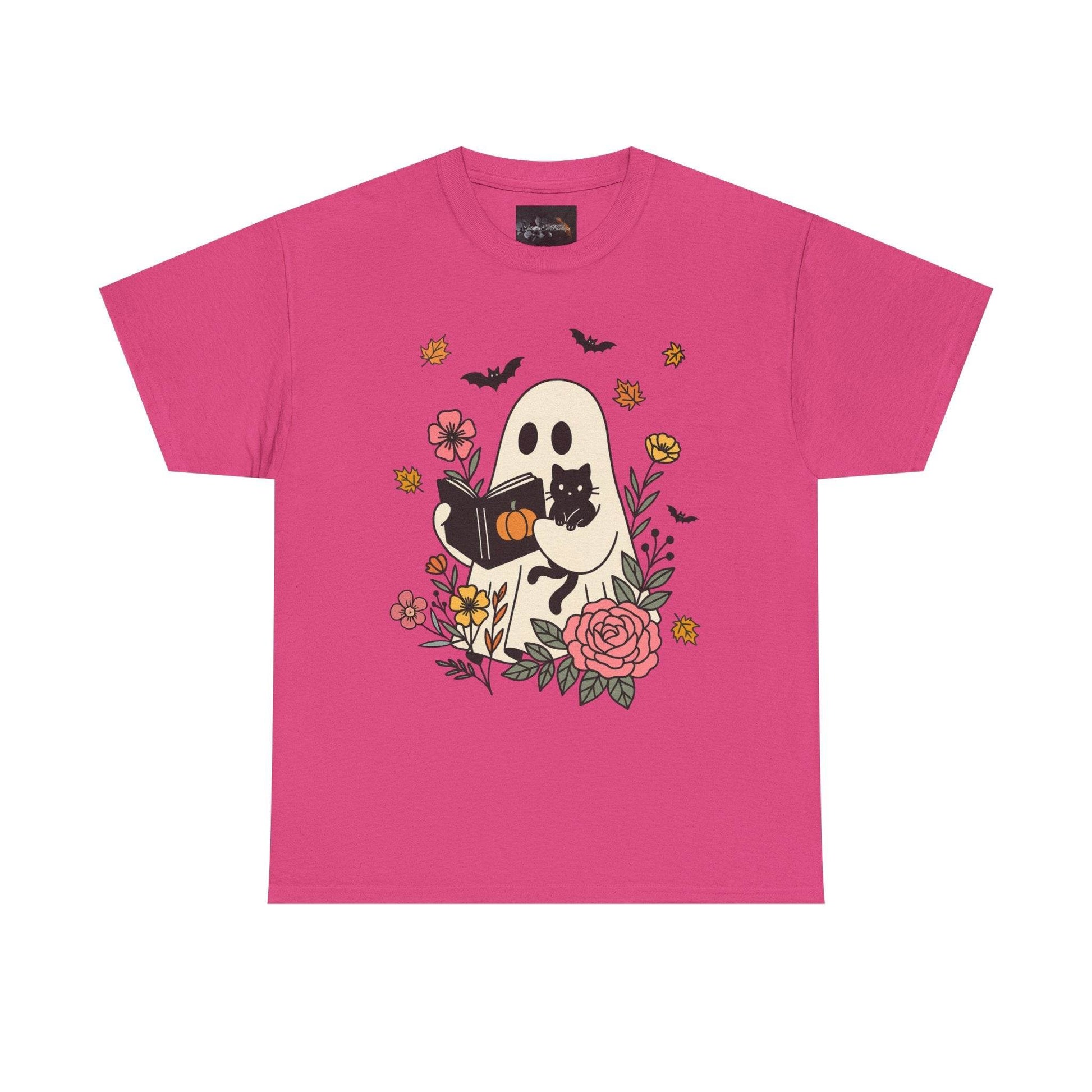 Cute Ghost & Cat Unisex Heavy Cotton Tee - IntuitiveEncBoutique