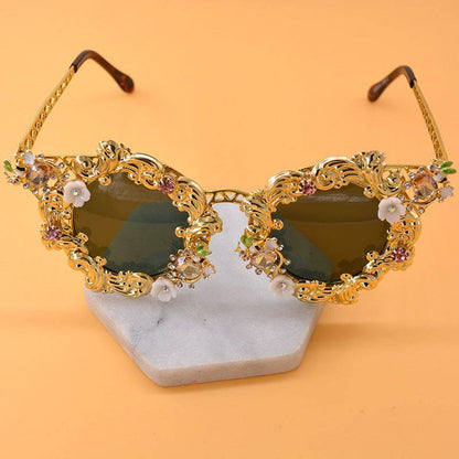 New Baroque Retro Hollow Carving Butterfly Sunglasses for Beach Outing, Dazzling Sunglasses - IntuitiveEncBoutique