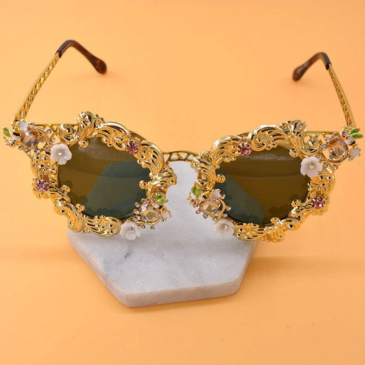 New Baroque Retro Hollow Carving Butterfly Sunglasses for Beach Outing, Dazzling Sunglasses - IntuitiveEncBoutique