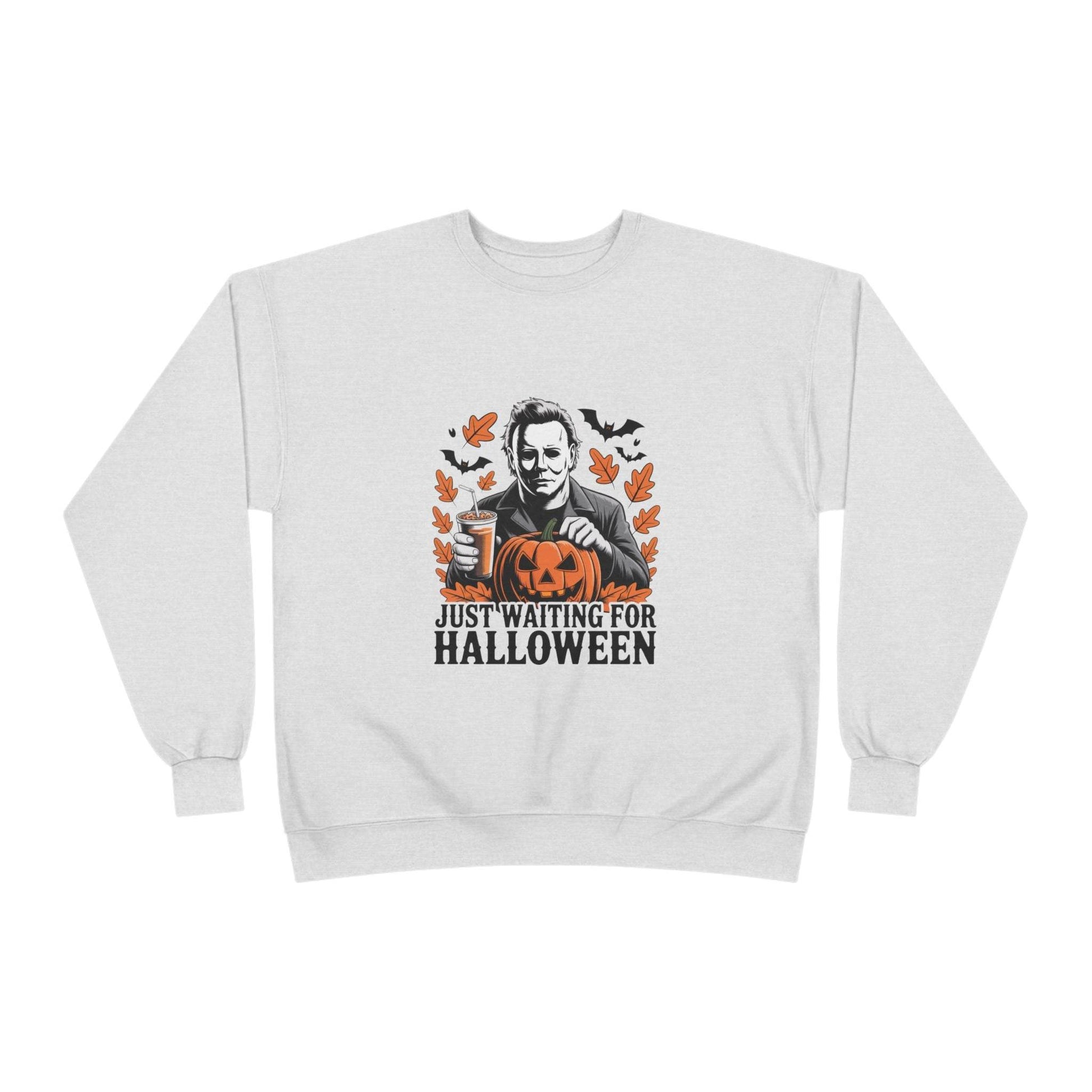 Halloween Sweatshirt - Just Waiting for Halloween | Unisex Crewneck Pullover, Fall Fashion, Halloween Gift, Cozy Sweater, Eco-Friendly Wear - IntuitiveEncBoutique