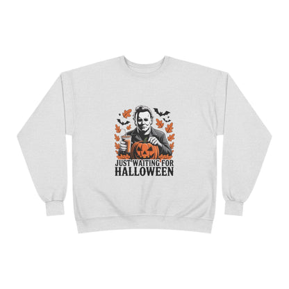 Halloween Sweatshirt - Just Waiting for Halloween | Unisex Crewneck Pullover, Fall Fashion, Halloween Gift, Cozy Sweater, Eco-Friendly Wear - IntuitiveEncBoutique