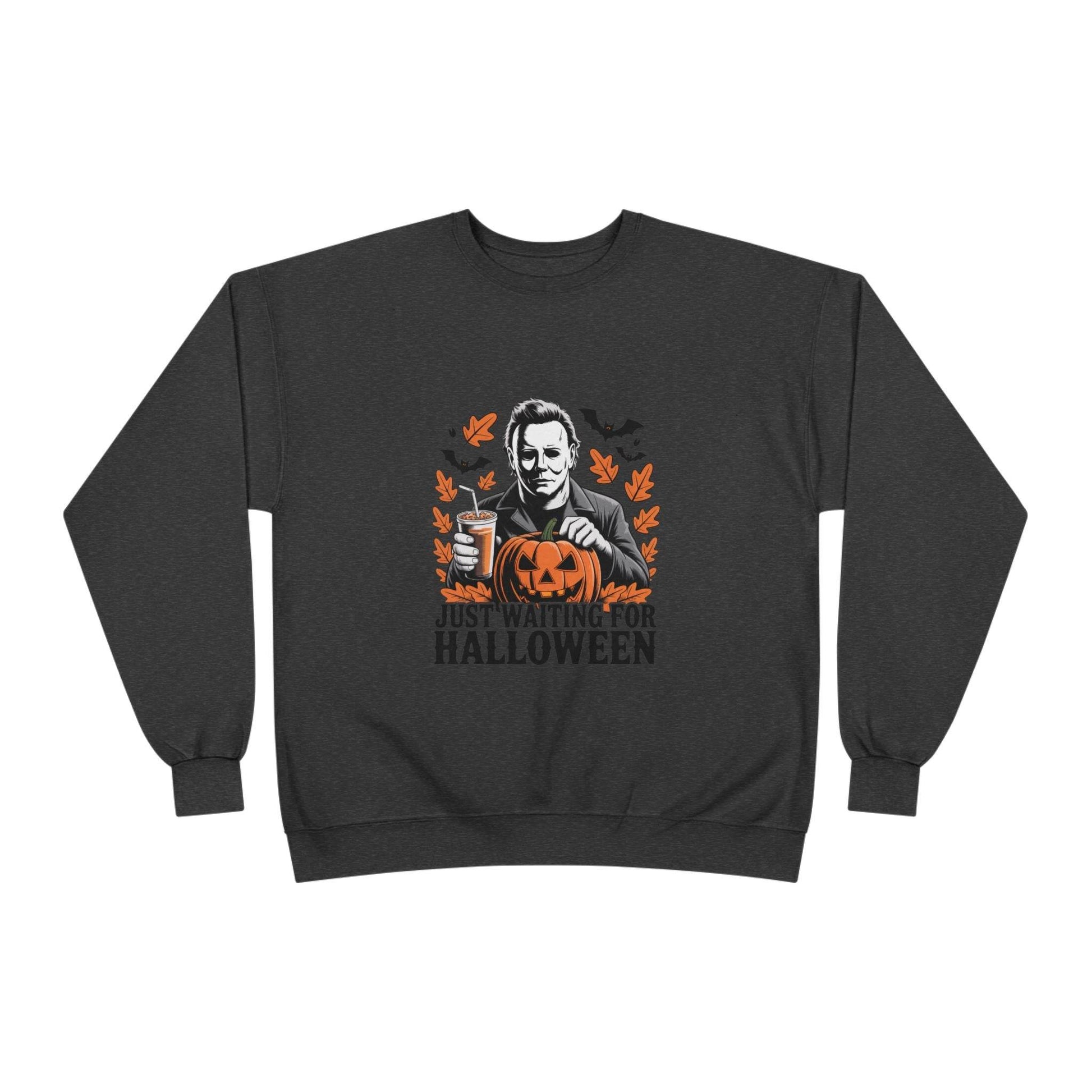 Halloween Sweatshirt - Just Waiting for Halloween | Unisex Crewneck Pullover, Fall Fashion, Halloween Gift, Cozy Sweater, Eco-Friendly Wear - IntuitiveEncBoutique