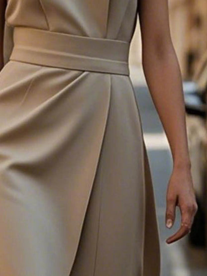Round Neck Sleeveless Midi Sheath Dress - IntuitiveEncBoutique
