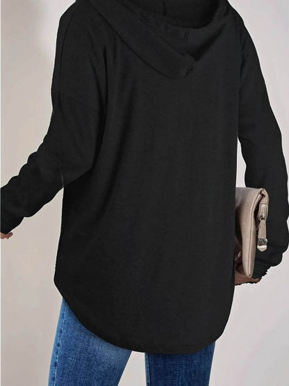 Full Size Drawstring Long Sleeve Hoodie Plus Size - IntuitiveEncBoutique