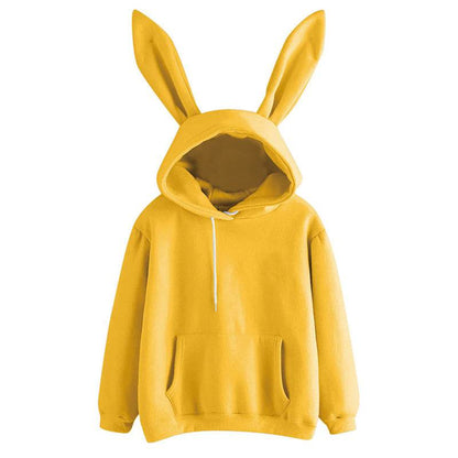 Women's Harajuku Hooded Rabbit Sweatshirt Solid Color Loose Casual Women's Top - IntuitiveEncBoutique