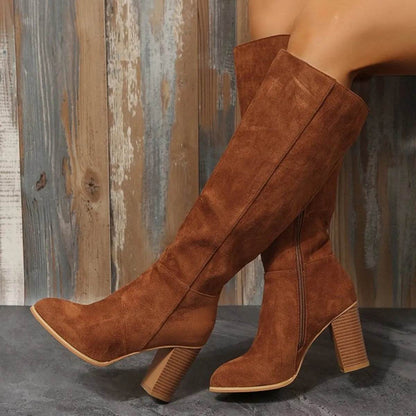 Point Toe Block Heels Boots - IntuitiveEncBoutique