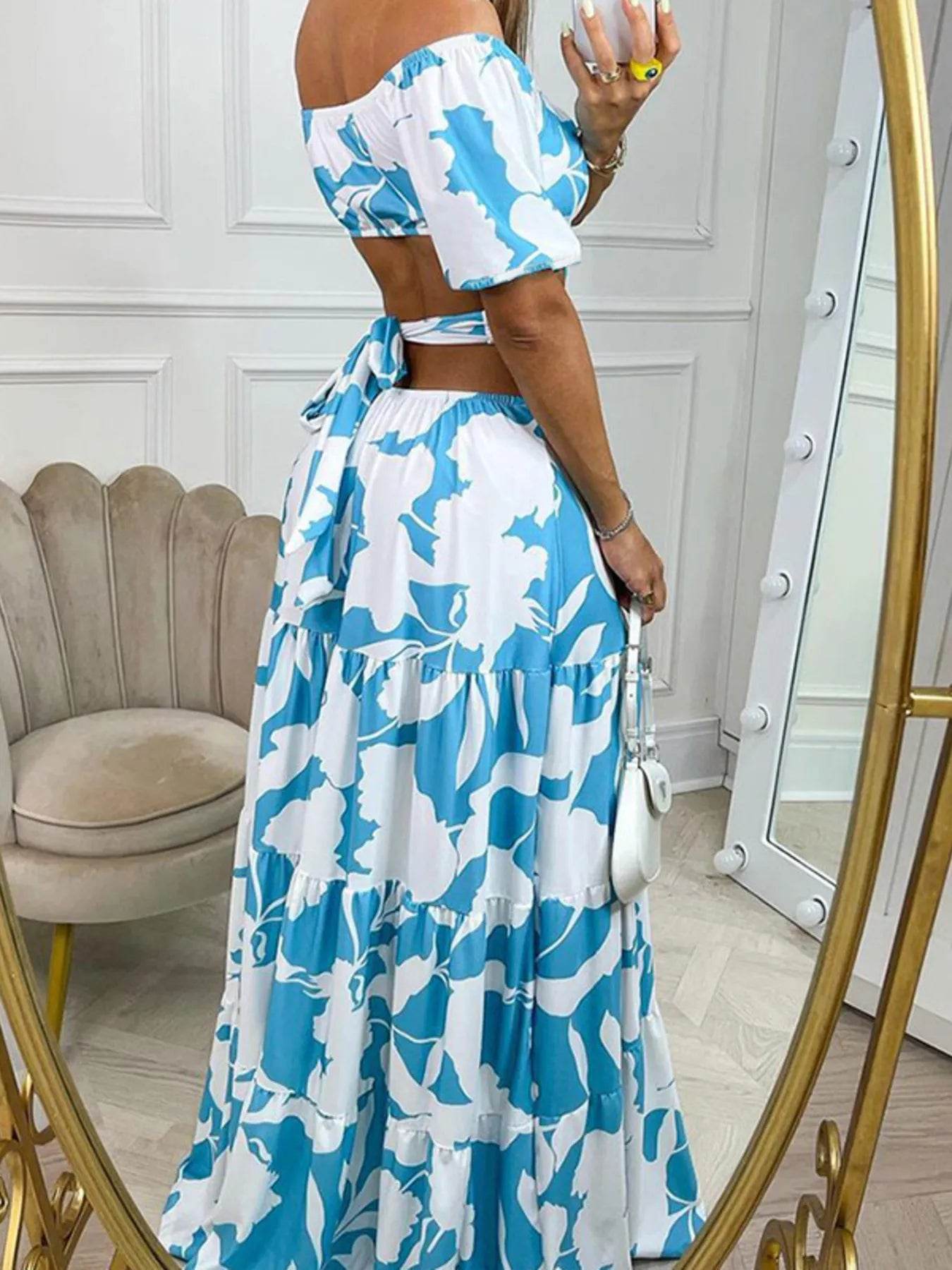 Full Size Cutout Off-Shoulder Printed Maxi Dress Plus Size - IntuitiveEncBoutique