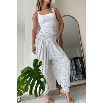 Loose sequin trousers INS elastic waist casual bloomers - IntuitiveEncBoutique