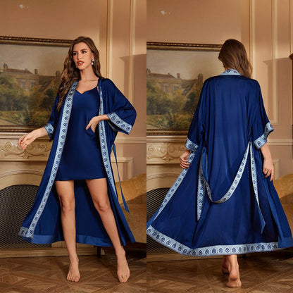 Women's home clothes bathrobe suspender two-piece set combination - IntuitiveEncBoutique