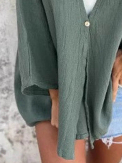 Full Size Oversized Button-Up Cardigan Plus Size - IntuitiveEncBoutique
