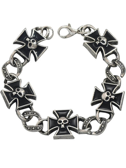 Gothic Skull Cross Chain Bracelet - IntuitiveEncBoutique
