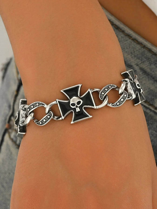 Gothic Skull Cross Chain Bracelet - IntuitiveEncBoutique