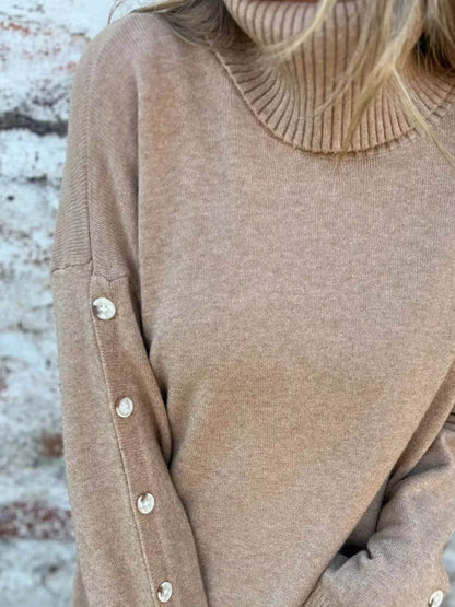 Full Size Turtleneck Long Sleeve Sweater Plus Size - IntuitiveEncBoutique