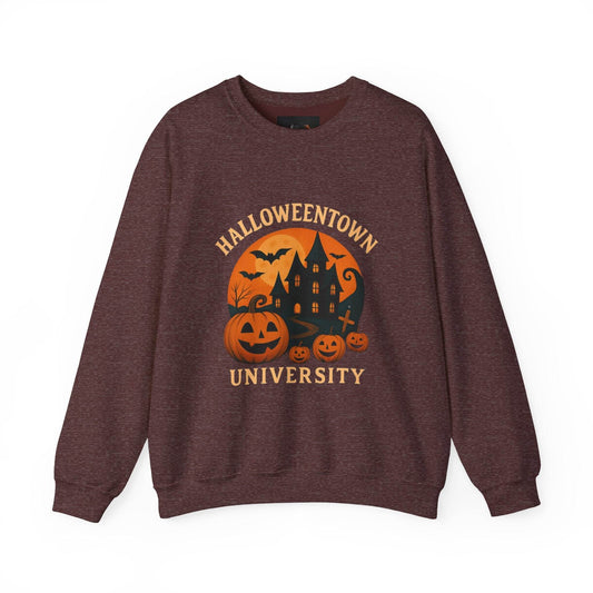 Halloween Town Crewneck Sweatshirt, Cozy Sweatshirt for Fall, Unisex Halloween Apparel, Spooky Season Gift, Halloween University Sweatshirt - IntuitiveEncBoutique