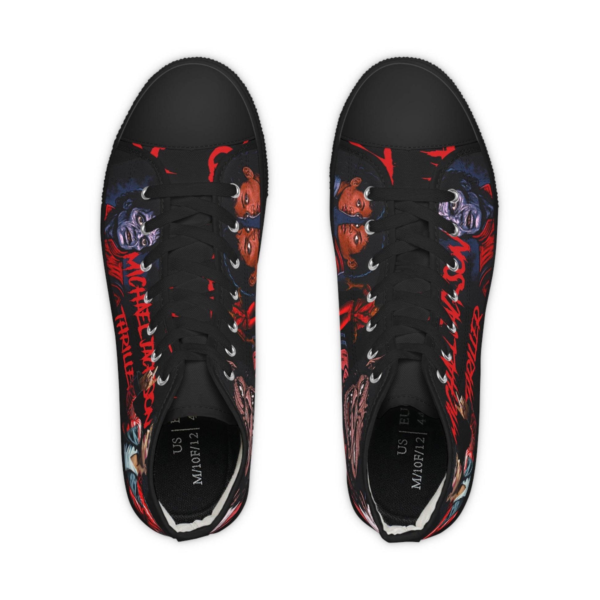 Thriller Inspired High Top Sneakers, Retro Sneakers, Horror Movie Shoes, Custom High Tops, Statement Footwear, Halloween Fashion, Gift [...] - IntuitiveEncBoutique