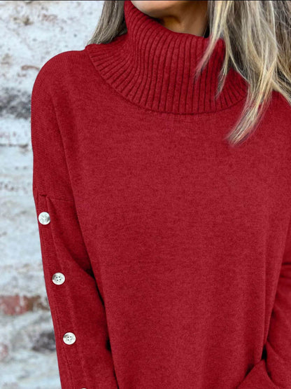 Full Size Turtleneck Long Sleeve Sweater Plus Size - IntuitiveEncBoutique