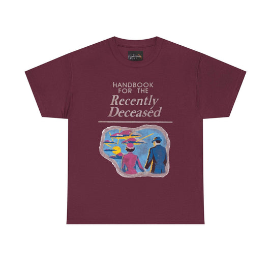 Vintage-Inspired Unisex Tee, Handbook for the Recently Deceased Shirt, Cool Graphic Tee, Unique Gift for Death Awareness, Halloween Costume - IntuitiveEncBoutique