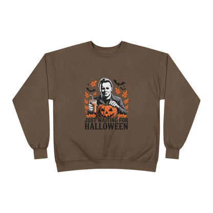 Halloween Sweatshirt - Just Waiting for Halloween | Unisex Crewneck Pullover, Fall Fashion, Halloween Gift, Cozy Sweater, Eco-Friendly Wear - IntuitiveEncBoutique