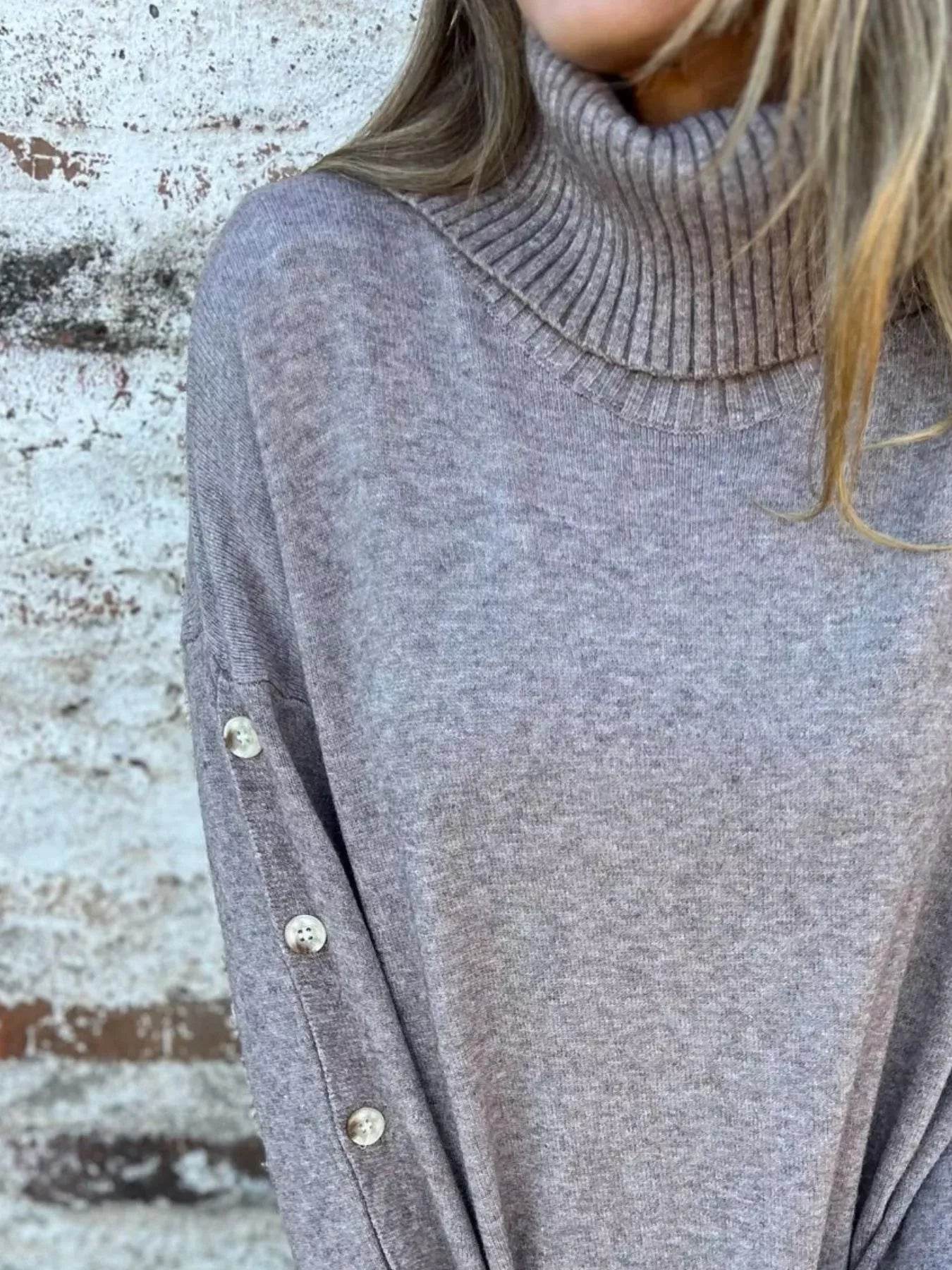 Full Size Turtleneck Long Sleeve Sweater Plus Size - IntuitiveEncBoutique
