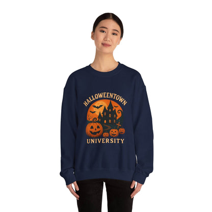 Halloween Town Crewneck Sweatshirt, Cozy Sweatshirt for Fall, Unisex Halloween Apparel, Spooky Season Gift, Halloween University Sweatshirt - IntuitiveEncBoutique