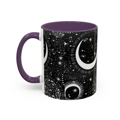 Star Moon Cup - Celestial Design Coffee Mug, 11oz Tea Cup, Astrology Lover Gift, Kitchen Decor, Celestial Kitchenware, Ceramic Beverage Mug - IntuitiveEncBoutique