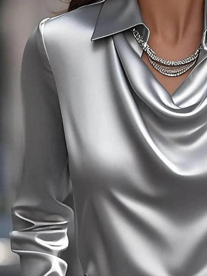 Full Size Collared Neck Long Sleeve Blouse Plus Size - IntuitiveEncBoutique