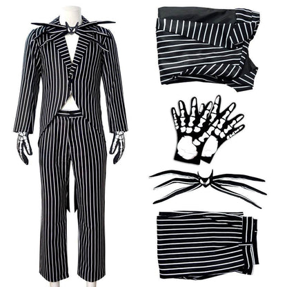 Christmas Eve Scar Jack cosplay costume Skeleton Jack Men's full set Halloween cosplay costume - IntuitiveEncBoutique