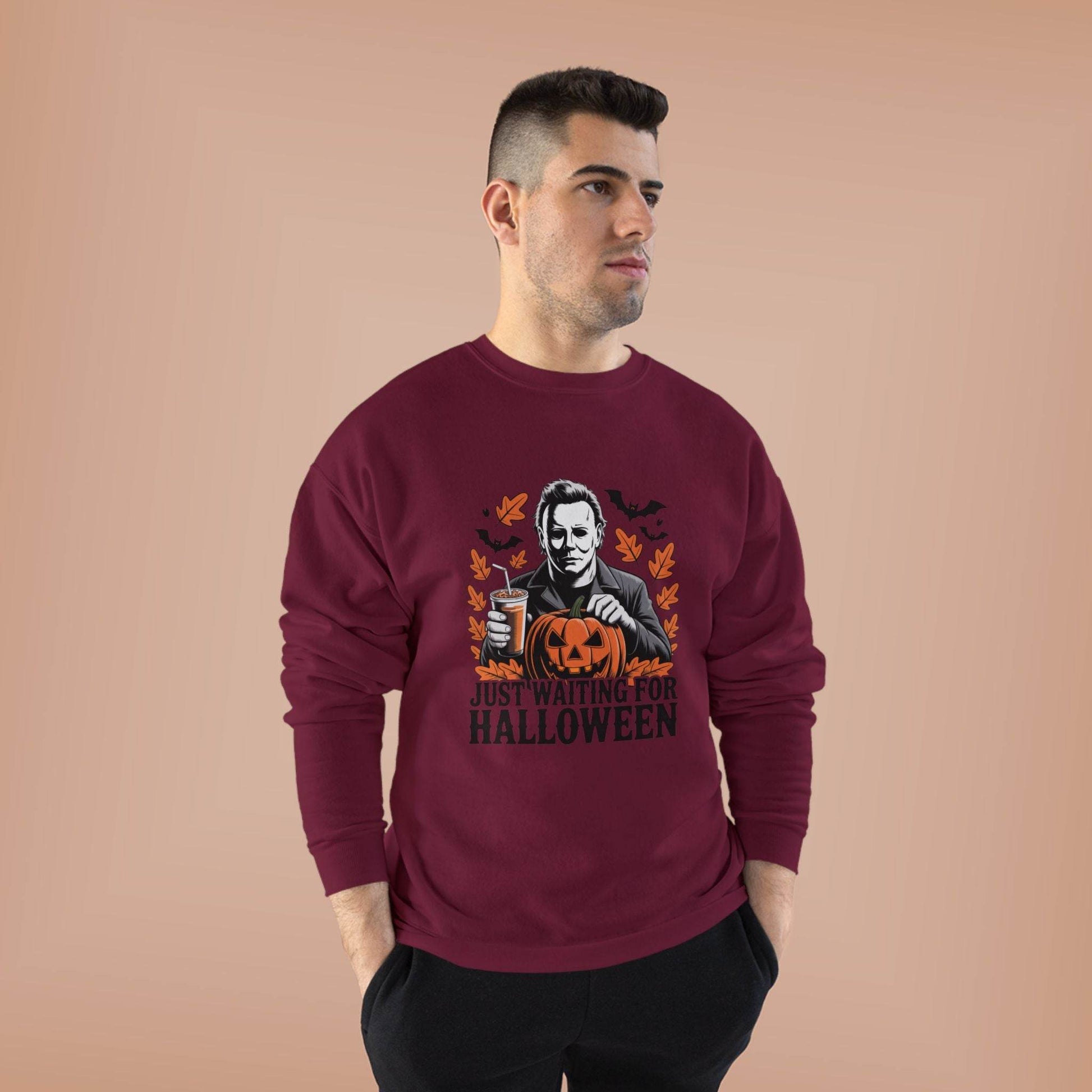 Halloween Sweatshirt - Just Waiting for Halloween | Unisex Crewneck Pullover, Fall Fashion, Halloween Gift, Cozy Sweater, Eco-Friendly Wear - IntuitiveEncBoutique