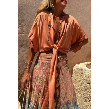 New Belted Vacation Multi-color Top INS Casual Loose Batwing Sleeve Cardigan for Women - IntuitiveEncBoutique