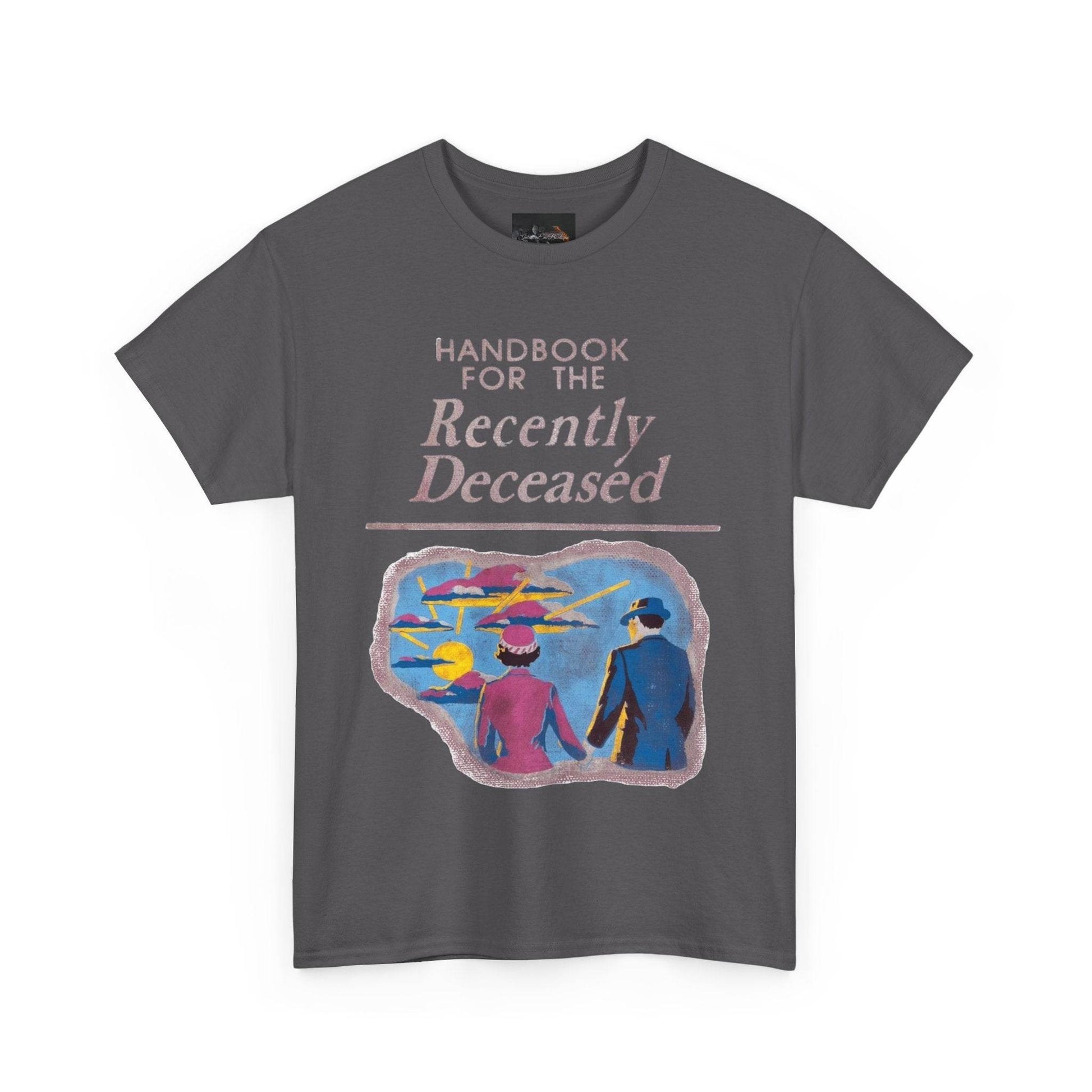 Vintage-Inspired Unisex Tee, Handbook for the Recently Deceased Shirt, Cool Graphic Tee, Unique Gift for Death Awareness, Halloween Costume - IntuitiveEncBoutique
