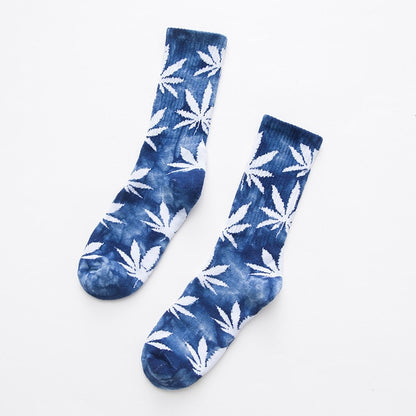 White Maple Leaves Men Colorful Cotton Socks Hip Hop Street Skater  Socks