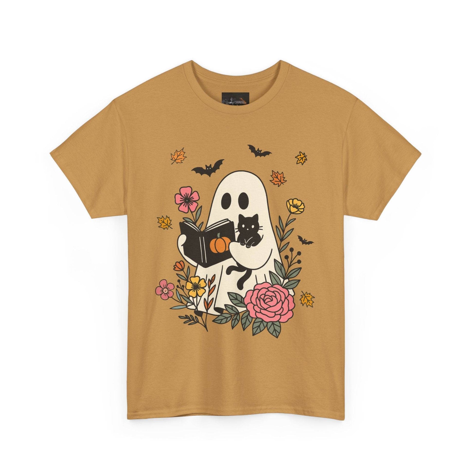 Cute Ghost & Cat Unisex Heavy Cotton Tee - IntuitiveEncBoutique