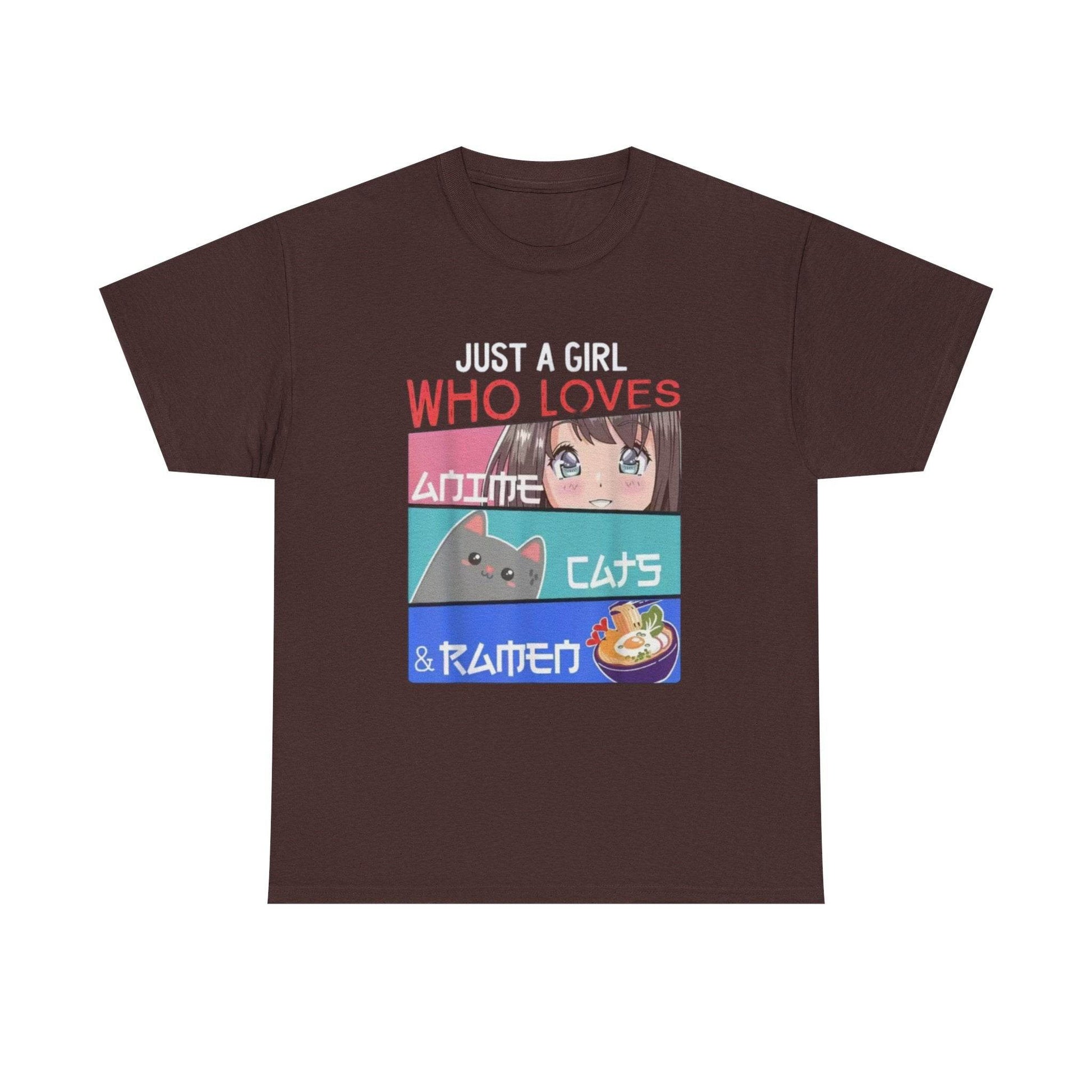 Just a Girl Who Loves Anime Cats & Ramen T-Shirt - IntuitiveEncBoutique