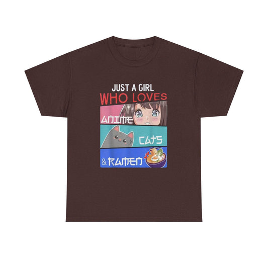 Just a Girl Who Loves Anime Cats & Ramen T-Shirt - IntuitiveEncBoutique