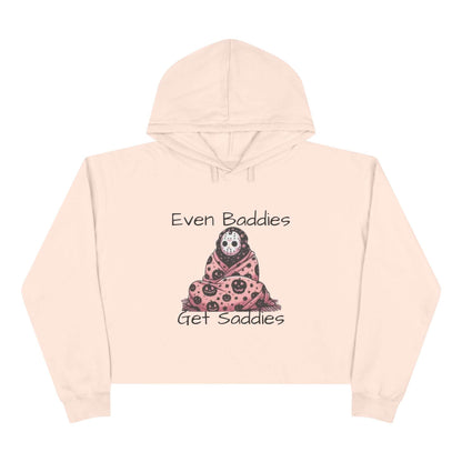 Even Baddies Get Saddies Crop Hoodie, Cute Graphic Sweatshirt, Trendy Apparel for Baddies, Perfect Gift for Friends, Cozy Fashion Piece - IntuitiveEncBoutique