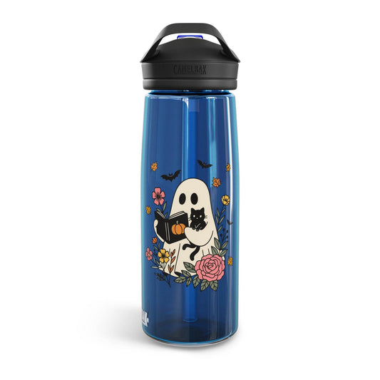 Halloween Ghost Water Bottle, Cute Halloween Drinkware, Eco-Friendly Bottle, Fall Hydration, Floral Ghost Design - IntuitiveEncBoutique