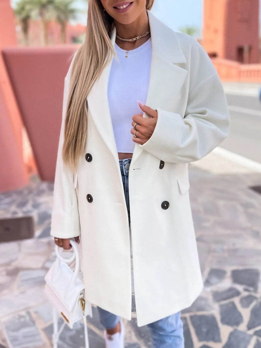 Full Size Double-Breasted Wool Coat Plus Size - IntuitiveEncBoutique